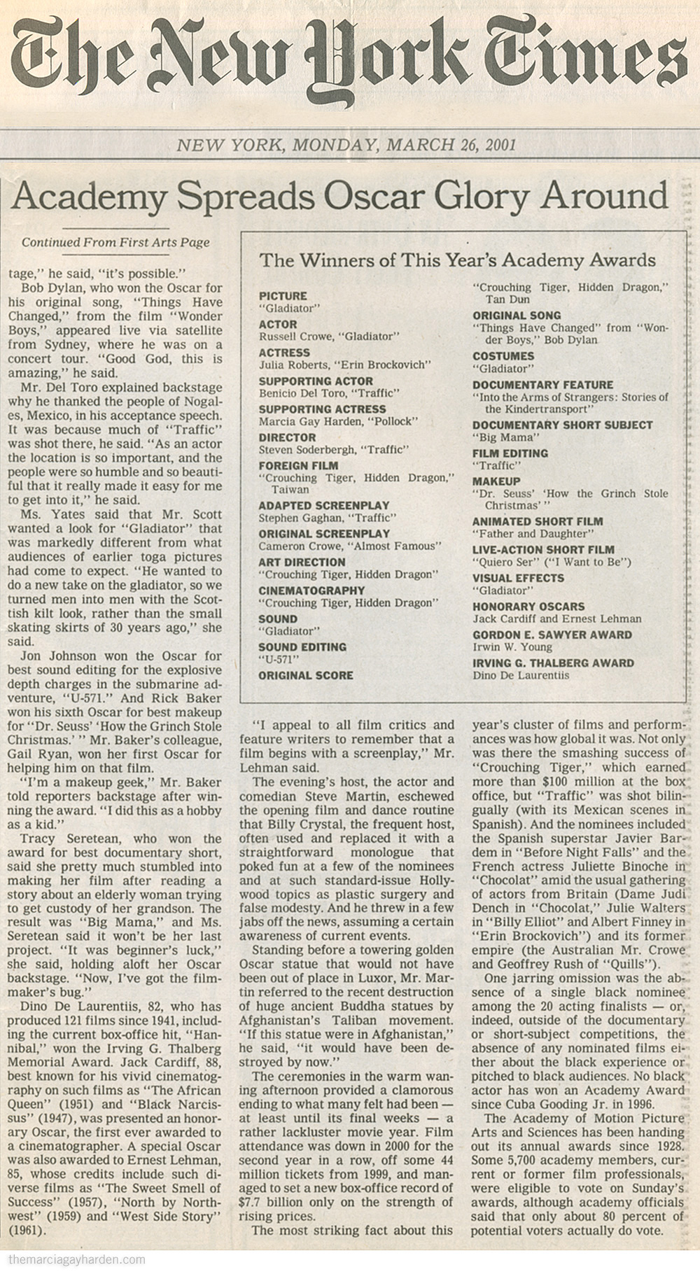 Marcia Gay Harden - Press - Pollock