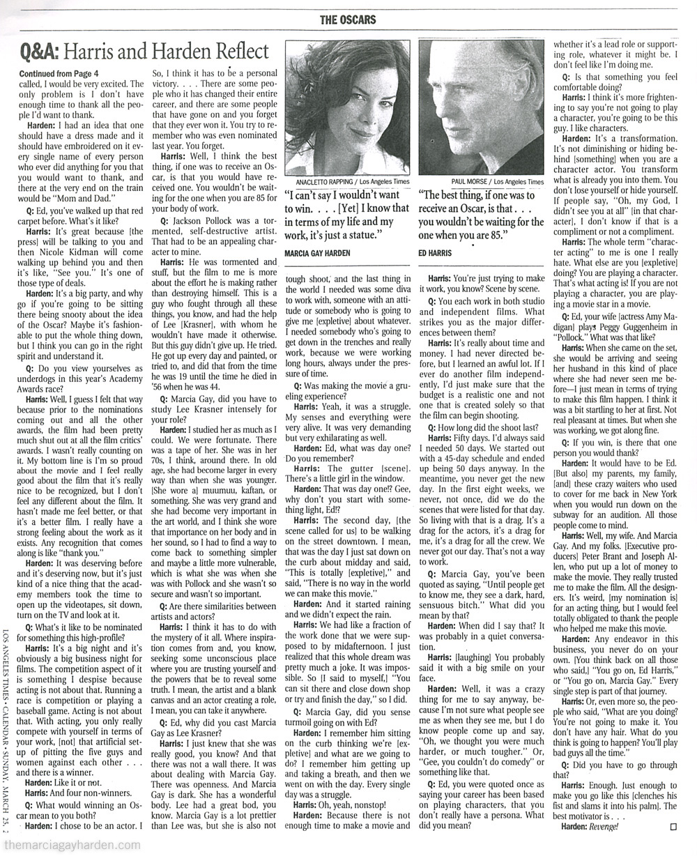 Marcia Gay Harden - Press - Pollock